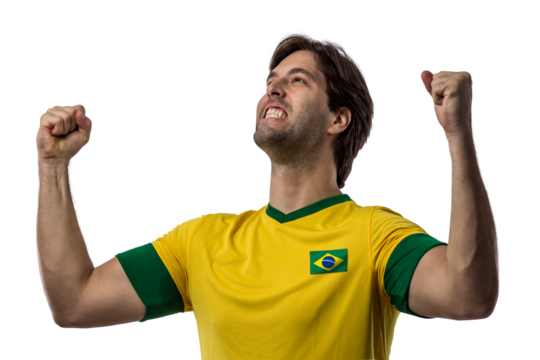 Brazilian soccer player, celebrating the championship