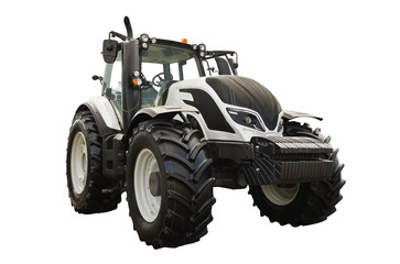 Modern agricultural tractor, front view