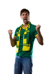 Naklejka premium Brazilian Fan Celebrating