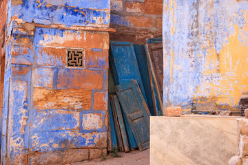 Old homes at Blue city of Jodhpur in Rajasthan, India.