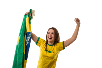 Female Brazilian fan celebrating