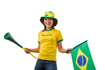 Female brazilian fan celebrating
