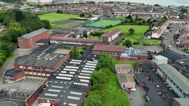 Aerial photo of Larne High School Larne County Antrim Northern Ireland