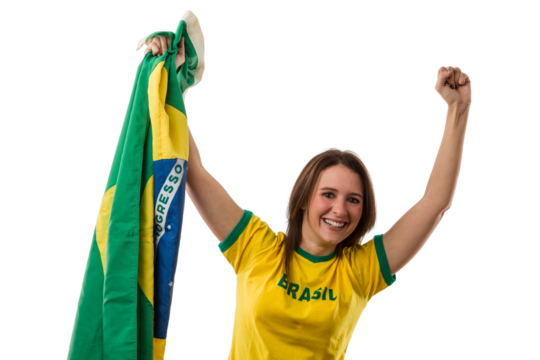 Female Brazilian fan celebrating