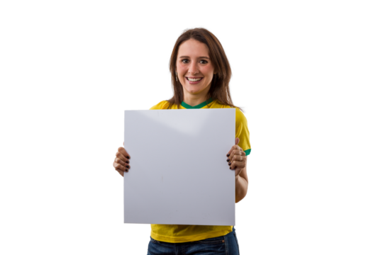 Female Brazilian fan celebrating