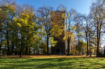Piast Tower on Castle Hill in Cieszyn in autumn surroundings