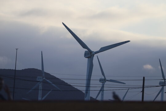 wind turbine at sunset  Arico,  Tenerife,  &Icirc;les Canaries , espagne,