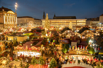 Dresden Germany Christmas market on the day of its inauguration on November 23, 2022, ...