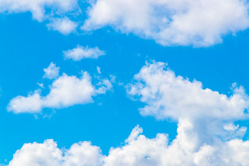 Blue sky with beautiful clouds on sunny day in Mexico.