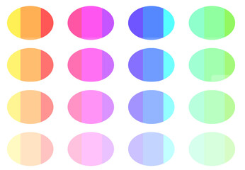 12色のカラフルな透過する楕円　16個セット