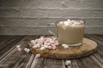 A cup of coffee with marshmallows