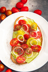 tomato bruschetta vegetable snack healthy meal food snack on the table copy space food background rustic top view veggie vegan or vegetarian food