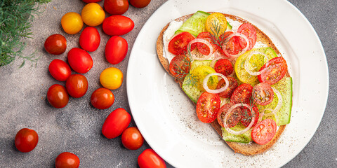 tomato bruschetta vegetable snack healthy meal food snack on the table copy space food background rustic top view veggie vegan or vegetarian food
