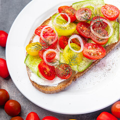 tomato bruschetta vegetable snack healthy meal food snack on the table copy space food background rustic top view veggie vegan or vegetarian food