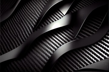 Computer-generated image of black carbon fiber textured material.. 3D shaded texture with intricate details for a cool carbon fibre look