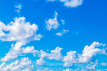 Blue sky with beautiful clouds on sunny day in Mexico.
