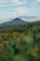 mountain in Sweden at summer time with cloud in the sky