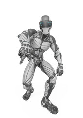 Fototapeta premium super hero is doing a street hiphop move in an exosuit