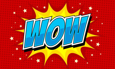 Wow text comic cartoon illustration