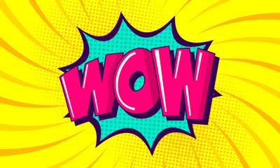Wow text comic cartoon illustration
