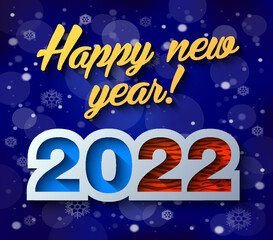 Fototapeta na wymiar 2022 a Happy New Year greetings. Jubilee or birthday logotype. Vector modern minimalist Happy new year card for 2022 Year. Multi colored illustration. Vector illustration