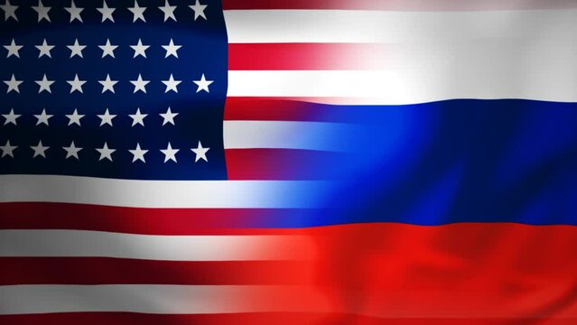 Symbolic Russia USA flag, both countries one background