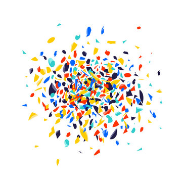 Multicolored pieces of microplastic. Vector illustration isolated on white background