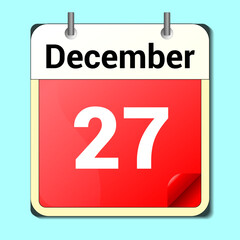calendar vector drawing, date December 27 on the page