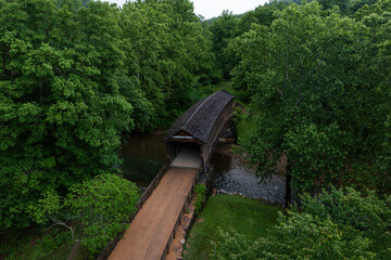 Fototapeta na wymiar Humpback Covered Bridge - Multiple Kingpost Truss - Covington, Virginia