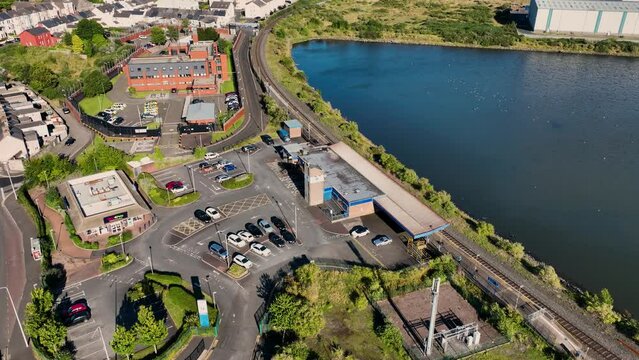 Aerial Video Of Larne Train Railway Station Co Antrim Northern Ireland 12-12-22