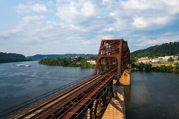Rusty Railroad Bridge - Ohio River - Steubenville, Ohio & Weirton, West Virginia - 549324373