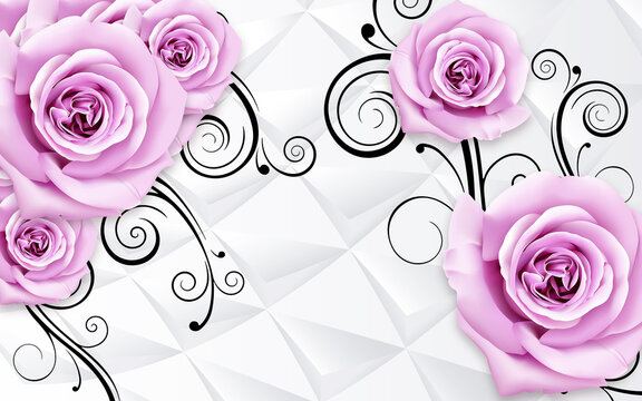 pink flowers wallpaper 3d decor © bishoy