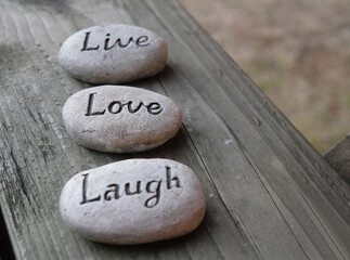 Live, Love, Laugh inspirational decor pebbles