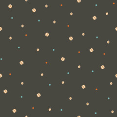 Vector gold dots night dark grey seamless pattern