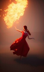 Fire dancing woman