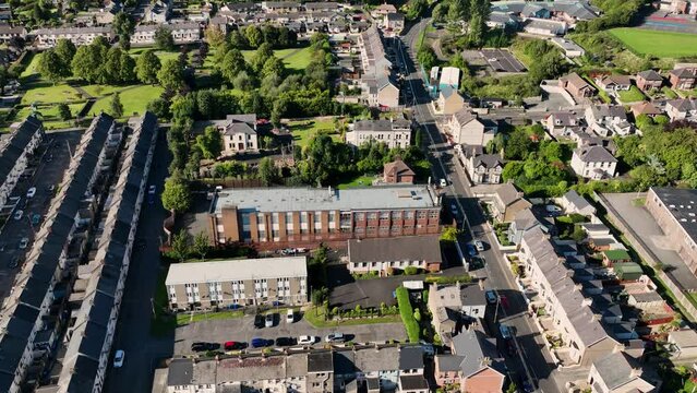 Aerial photo of the Larne Telephone Exchange Centre in County Antrim Northern Ireland