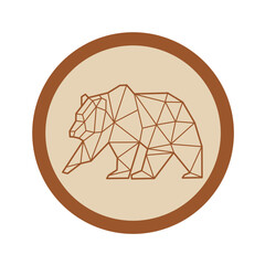 Geometric bear. Emblem with a bear on a beige background. Polygonal animal.