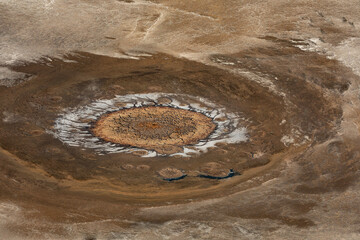 Kati Thanda Lake Eyre, South Australia, Australia. Aerial photography showing textures and patterns of mound springs following the wet season.