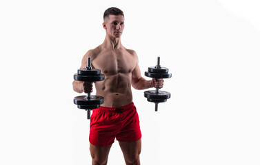 gym training of weightlifting sport. muscular man with gym barbell do weightlifting sport.
