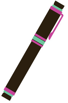 Green Magenta Closed Fountain Pen Illustration