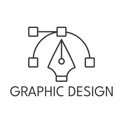 Graphic design thin line icon on white background