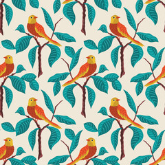 Birdies pattern, for textile fabric, wallpaper and more.