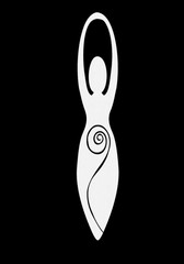 Spiral Goddess Symbol, woman figure on white background, mother symbol, 
