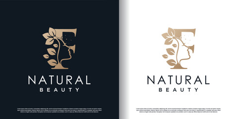 letter f logo with natural beauty concept premium vector