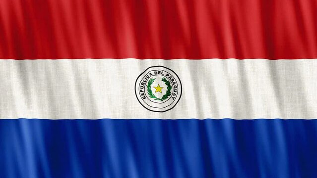 Paraguay National Flag. Seamless loop animation closeup waving. High quality 4k uhd, 60 fps footage