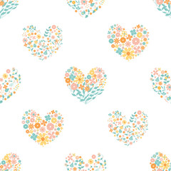 colorful flower in heart shape seamless for fabric pattern or digital paper