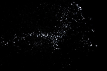 Shape form droplet of Water splashes into drop water attack fluttering in air and stop motion...