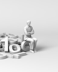 ０と１の上に座るビジネスマン