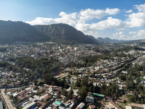 Aerial view of the city of Dessie, Ethiopia.