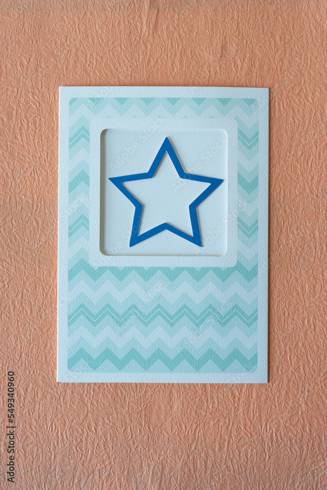 Sticker retro paper card with blue star